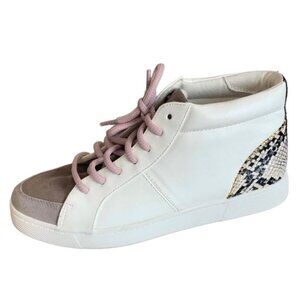 CIRCUS by SAM EDELMAN White High-Top Snakeskin Ankle Deszi Sneakers Size 5.5M
